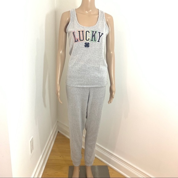 LAST ONE!!! New Lucky Brand Graphic Tank Top & Joggers Pajamas Size Large - Picture 2 of 16